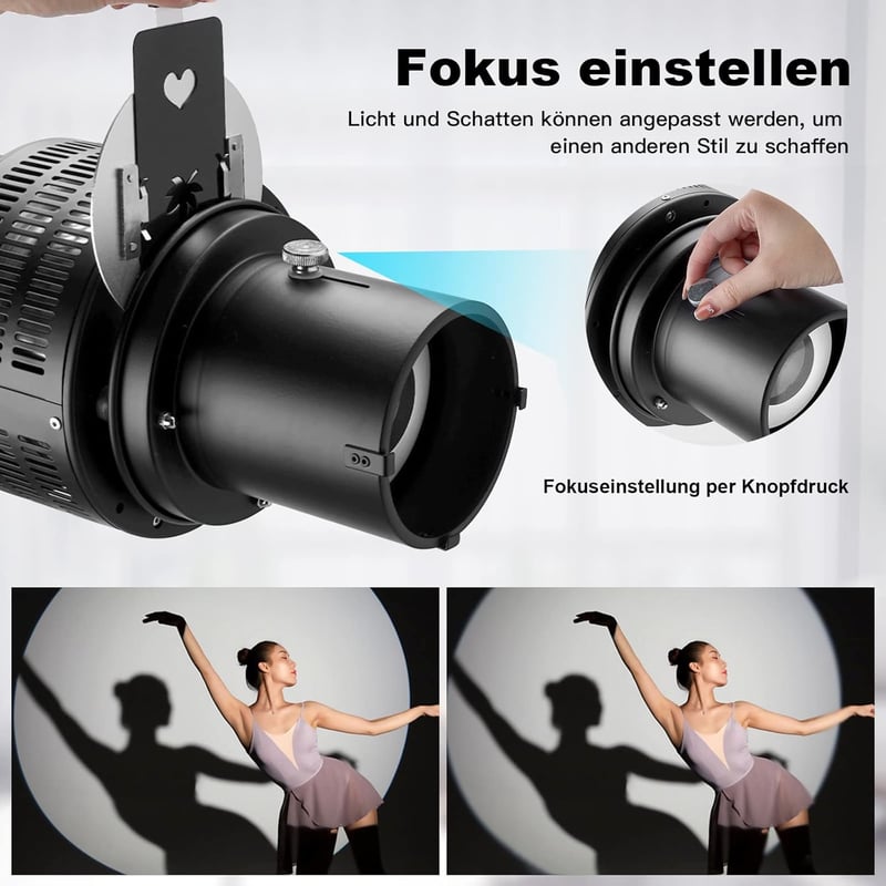 Soonpho Optikai Kúpos Snoot Bowens Adapterrel - Alumínium GOBO Projektor Fotósoknak 5 Színszűrővel és 10 Mintával LED Stúdió Vakukhoz