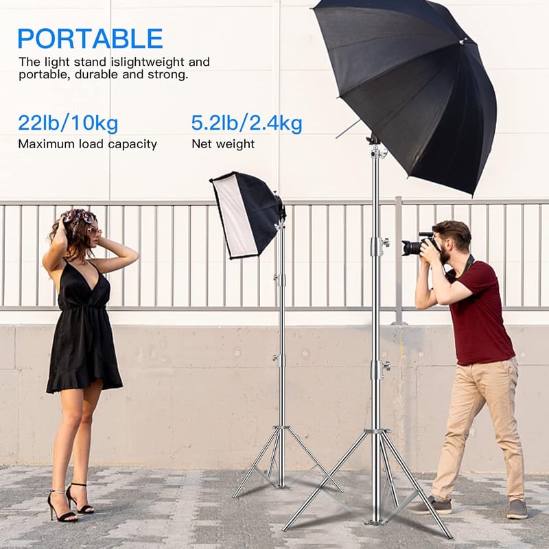 Soonpho rozsdamentes acél állvány 280cm rugózott fotó tripod 2db csomag
