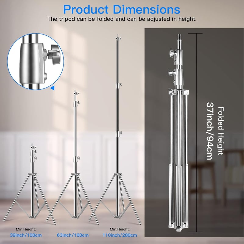 Soonpho rozsdamentes acél állvány 280cm rugózott fotó tripod 2db csomag