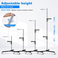 Soonpho Stúdió Állvány 240 cm - Nehéz Terhelésű Görgős C-Állvány 15 kg Teherbírással, 2 Csúsztatható Fogantyúval, Softbox és Reflektor Rögzí 3