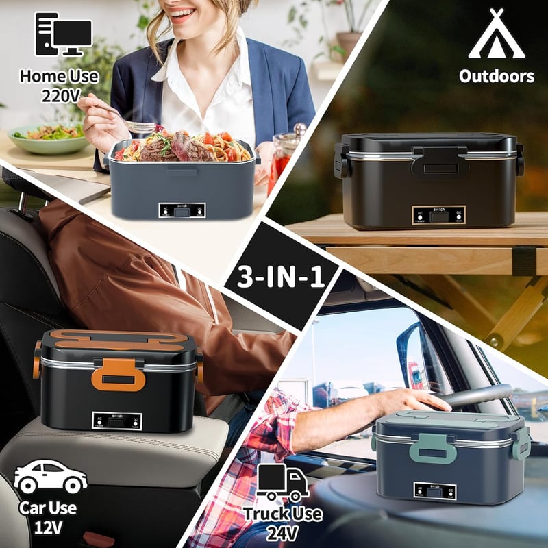 SOOOEC 100W elektromos ételmelegítő 3in1 12V/24V/220V autó/iroda