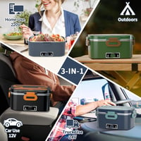 SOOOEC 100W elektromos ételmelegítő 3in1 autós irodai használatra zöld kék 5
