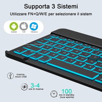 SOPPY Hordozható Bluetooth Billentyűzet és Egér Háttérvilágítással, Újratölthető Wireless Billentyűzet 3