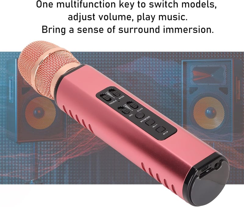 Sorandy K6 Bluetooth Karaoke Mikrofon Hangszóróval, Vezeték Nélküli, Rózsaszín