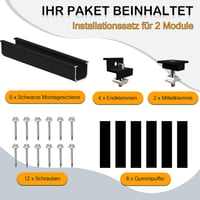 Sorlpv Napelem Tartó Szerelőkészlet 2 Modulhoz - 12 cm Fekete Sín Állítható Befogóval, 30-35 mm Vastag Panelek, Alumínium Tartórendszer Lapo 2