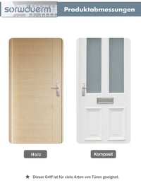 Sada dverných kľučiek SORWDUERM, strieborná, matná brúsená nehrdzavejúca oceľ, rozstup WC 80 mm, súprava kľučiek v tvare L pre vchodové a interiérové dvere 6