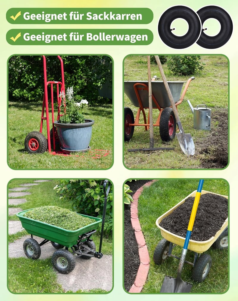 SOSALUK 2 db Belső Gumi 3.00-4 Molnárkocsihoz - 260x85 TR87 Szelepes Gumitömlő, Fekete Cserebelső Kézikocsihoz