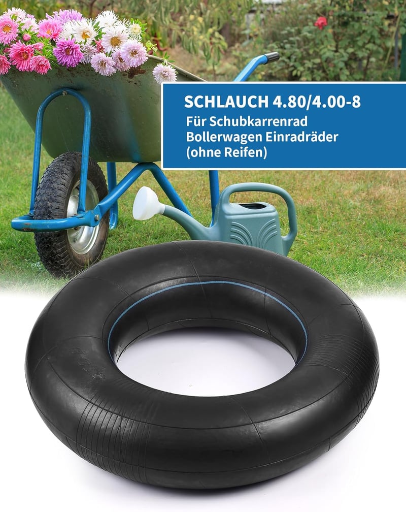 SOSALUK 4.80/4.00-8 Belső Gumitömlő Talicskához - 2 db TR87 Szögszeleppel, Strapabíró Gumianyag, Fűnyíróhoz, Kézikocsikhoz