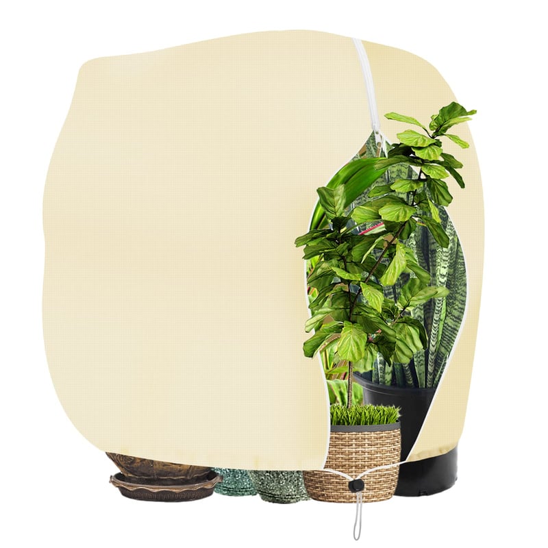 Husă de protecție pentru plante pe timp de iarnă Sosayet, 200x240 cm, 70 g/m², Husă anti-îngheț cu fermoar și șnur pentru măslini și palmieri, Reutilizabilă