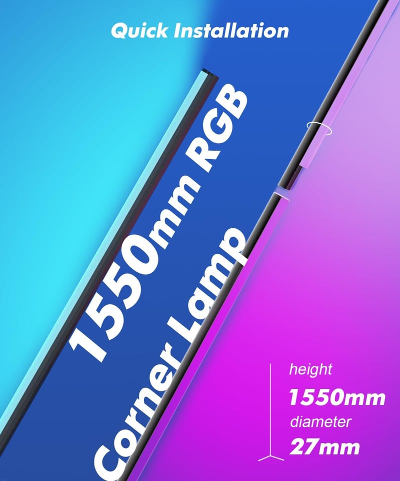 Sotipevs WiFi LED Álló Lámpa 155cm, RGB Dimmer, Alexa Kompatibilis