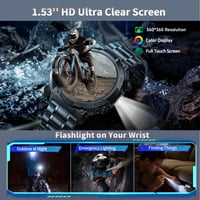 Soudorv inteligentné vojenské hodinky pre mužov a ženy, 1,53-palcový HD displej, 1000 mAh, Bluetooth hovory, IP68, monitor srdcového tepu, 100+ športových režimov, Android iOS 3