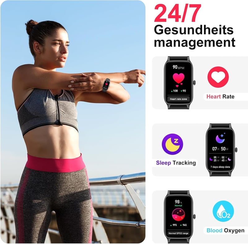 Soudorv Smartwatch 1.57" HD Fitness Tracker 110+ Sport Mód Szívritmus Monitor