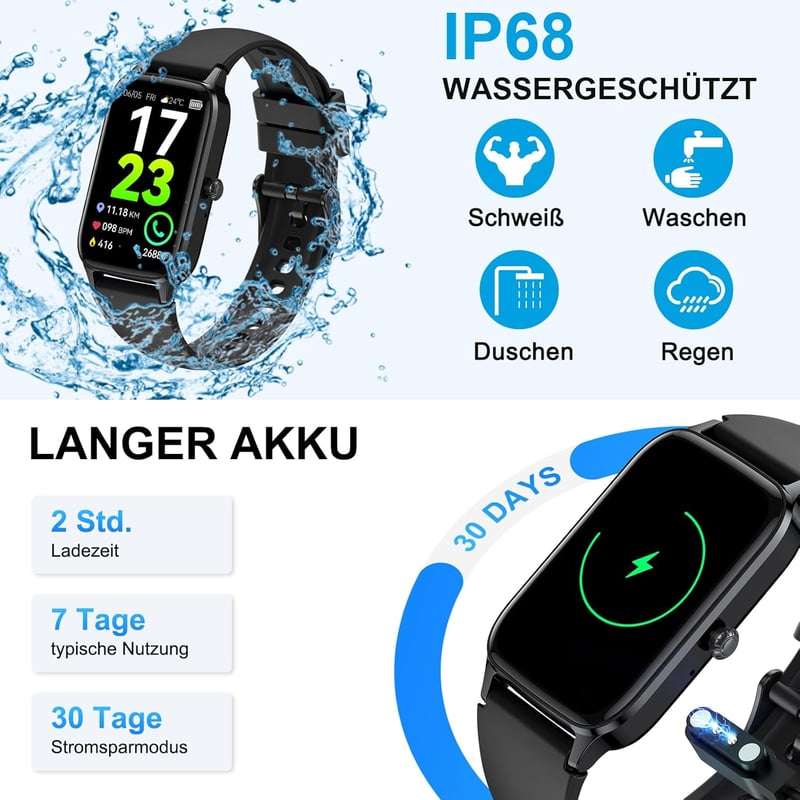 Soudorv Smartwatch 1.57" HD Fitness Tracker 110+ Sport Mód Szívritmus Monitor