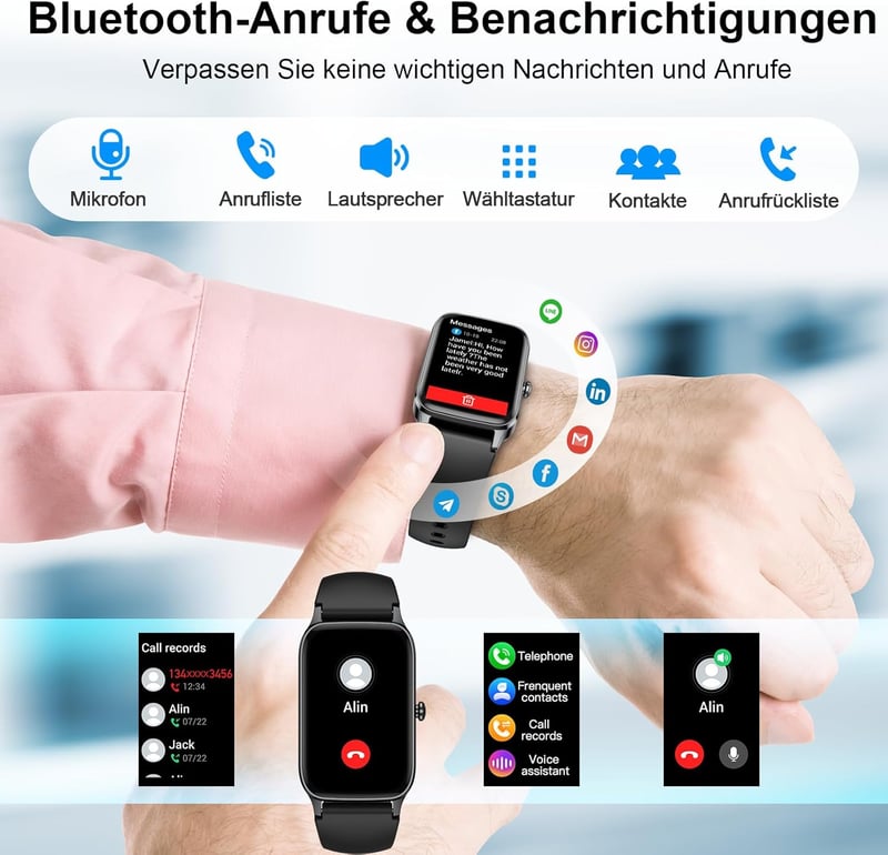 Soudorv Smartwatch 1.57" HD Fitness Tracker 110+ Sport Mód Szívritmus Monitor