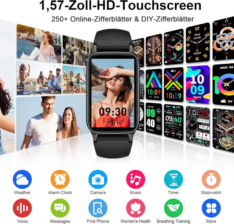 Soudorv Smartwatch 1.57" HD Fitness Tracker 110+ Sport Mód Szívritmus Monitor