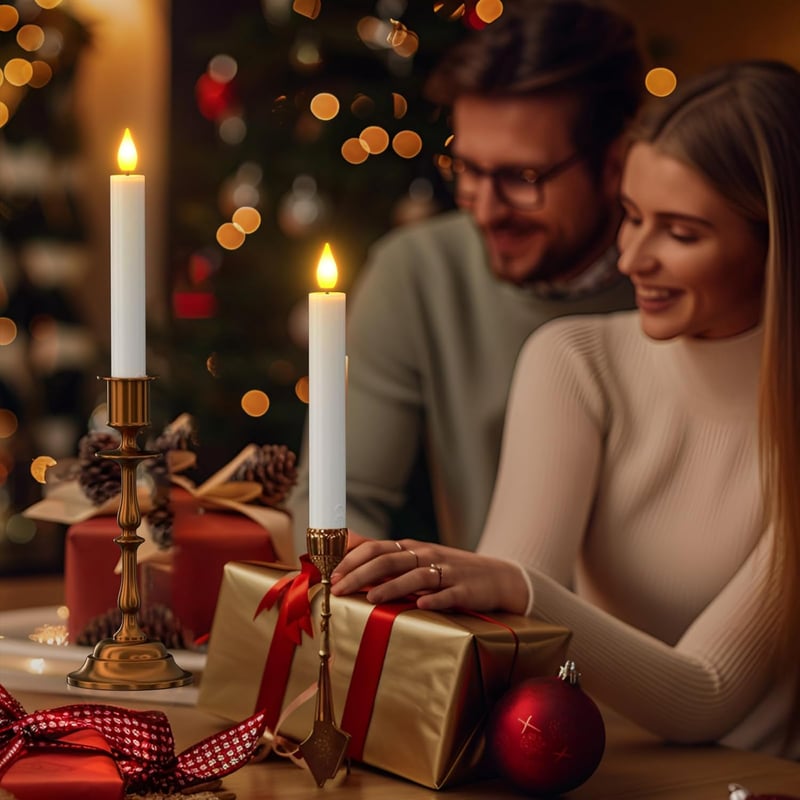 SoulBay LED Gyertyák Töltőállomással, 10 db Elektromos Gyertya Távirányítóval, 17 cm Flakker Hatás, Időzítő Funkcióval