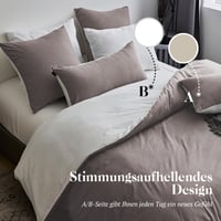Set de lenjerie de pat SOULFUL din 4 piese, 135x200 cm, cu fermoar, bumbac, aspect de in prespălat, 2 huse de pilotă și 2 fețe de pernă 80x80 cm, maro închis 2