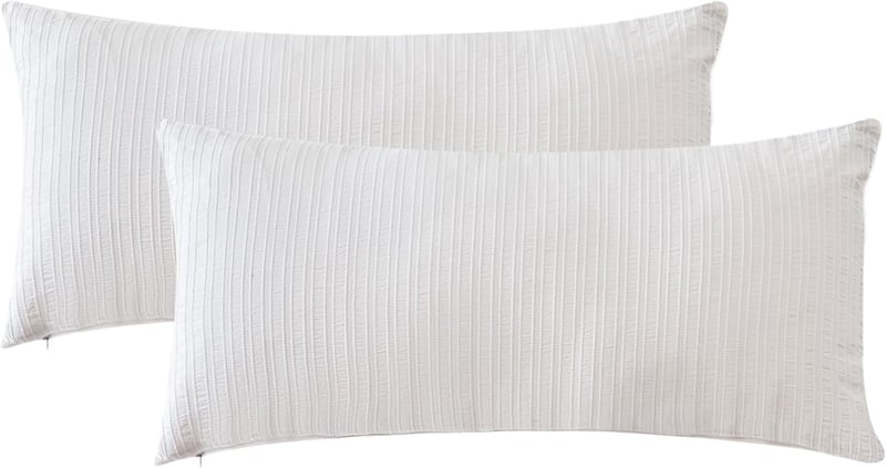 SOULFUL Párnahuzat 40x80 cm Pamut Csíkos Jacquard Boho Fehér Cipzárral
