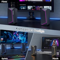 Boxe PC SOULION R40, alimentare prin USB-C/USB, Bluetooth și iluminare LED, difuzoare pentru calculator desktop 7