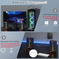 Boxe PC SOULION R40, alimentare prin USB-C/USB, Bluetooth și iluminare LED, difuzoare pentru calculator desktop 4