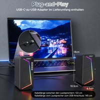 Boxe PC SOULION R40, alimentare prin USB-C/USB, Bluetooth și iluminare LED, difuzoare pentru calculator desktop 6