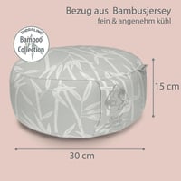 Soulpillow spelt töltetű kerek meditációs ülőpárna 15 cm magas 30 cm átmérő levél mintás huzattal mosható Oeko Tex 100 2