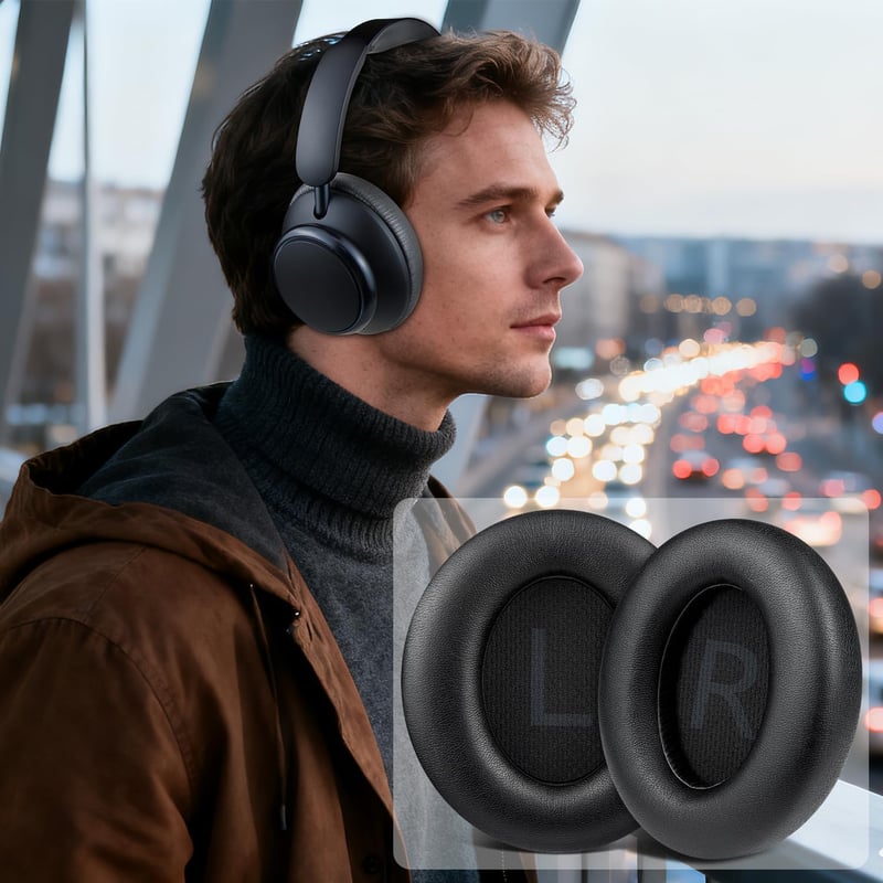 SOULWIT Anker Soundcore Space Q45 fülpárnák, puha protein bőr, zajszigeteléssel - black