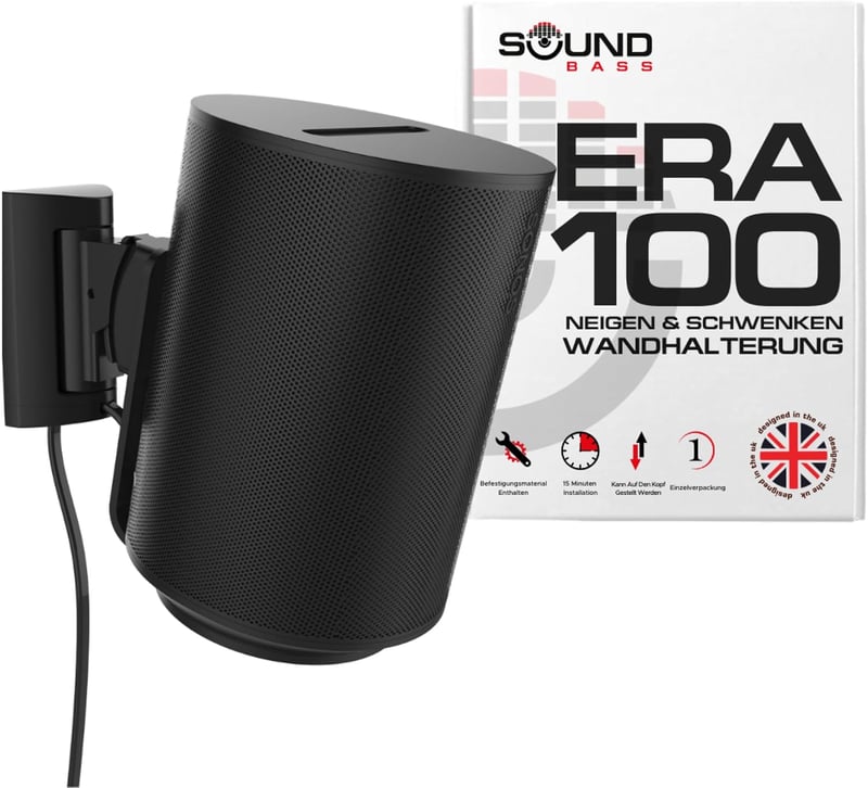 Nástenný držiak Sound bass pre ERA 100, sklopný a otočný, čierny, kompatibilný so Sonos ERA100 a ERA100 SL, vrátane montážnej sady, 1 ks