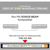 Držiak na soundbar Sound Bass pre Sonos Beam 1. a 2. generácie, biely, vrátane všetkého potrebného montážneho príslušenstva 5