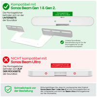 Držiak na soundbar Sound Bass pre Sonos Beam 1. a 2. generácie, biely, vrátane všetkého potrebného montážneho príslušenstva 2