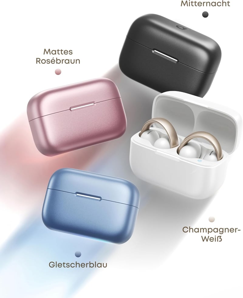 soundcore AeroClip nyitott fülhallgató Bluetooth, 12mm meghajtó, egész napos kényelem - Midnight