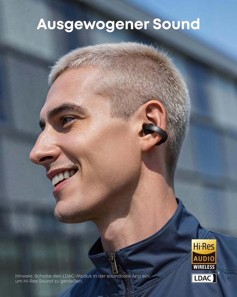 soundcore AeroClip nyitott fülhallgató Bluetooth, 12mm meghajtó, egész napos kényelem - Midnight