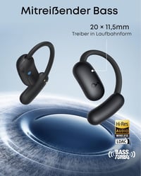 soundcore AeroFit 2 nyitott fülhallgató, állítható fülfüggelékek, mély basszus, 42 órás játékidő, Bluetooth 5.4, vezeték nélküli töltés, IP5 - black, standard 6