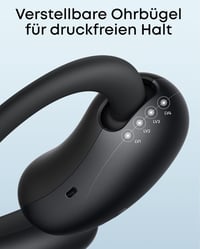 soundcore AeroFit 2 nyitott fülhallgató, állítható fülfüggelékek, mély basszus, 42 órás játékidő, Bluetooth 5.4, vezeték nélküli töltés, IP5 - black, standard 5