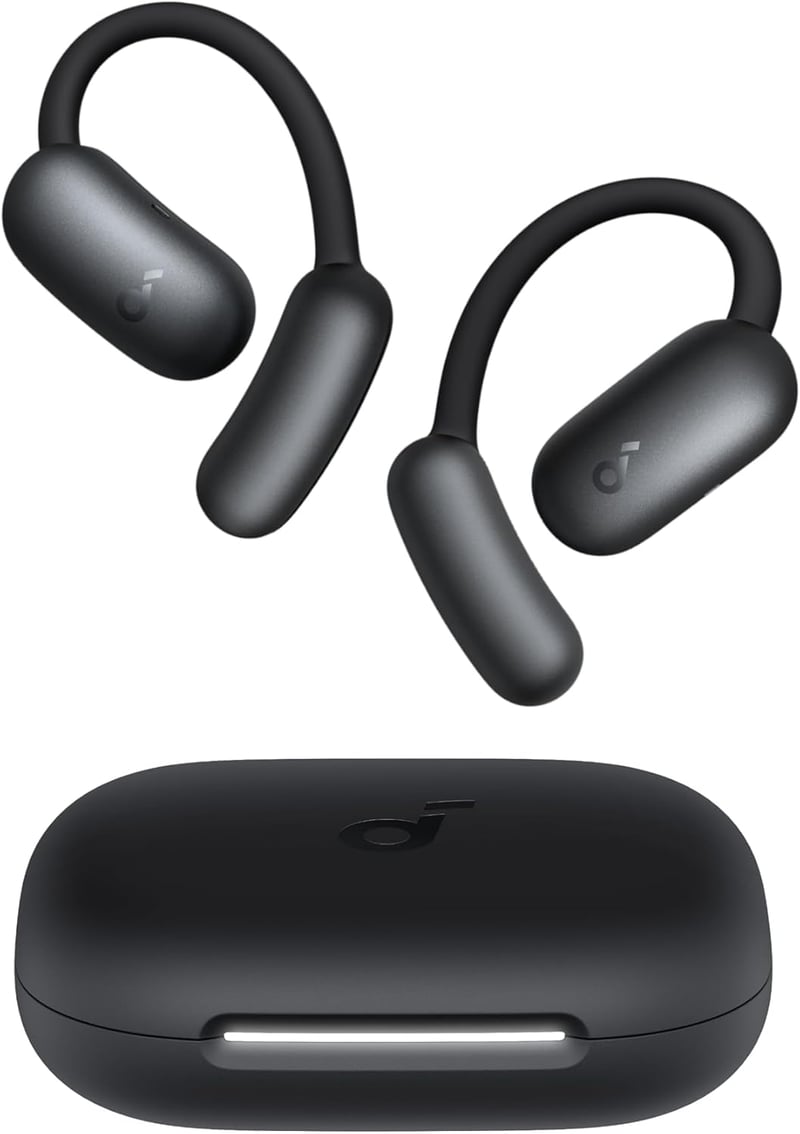 soundcore AeroFit 2 nyitott fülhallgató, állítható fülfüggelékek, mély basszus, 42 órás játékidő, Bluetooth 5.4, vezeték nélküli töltés, IP5 - black, standard