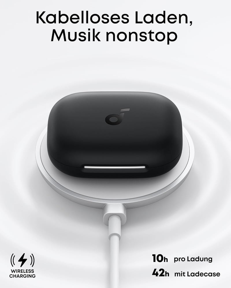 soundcore AeroFit 2 nyitott fülhallgató, állítható fülfüggelékek, mély basszus, 42 órás játékidő, Bluetooth 5.4, vezeték nélküli töltés, IP5 - black, standard