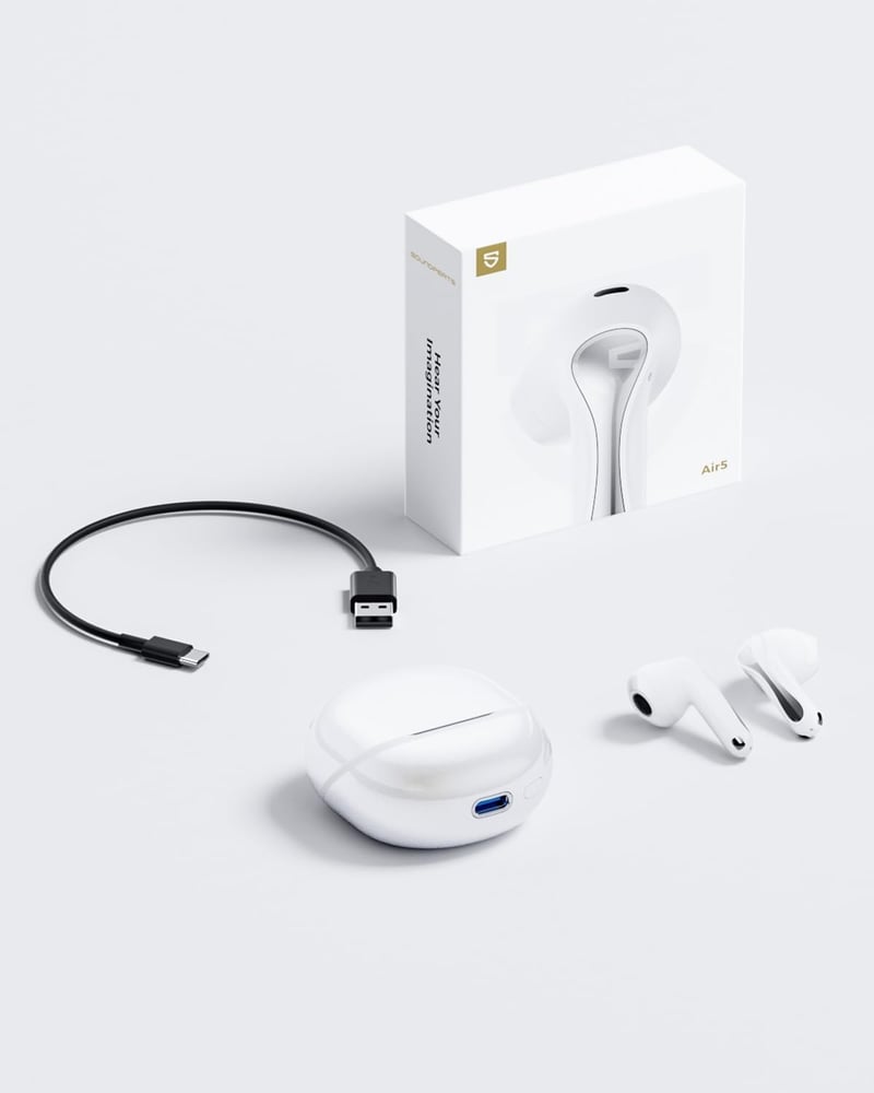 SoundPEATS Air5 Bluetooth Fülhallgató - Hi-Res/aptX Adaptív Hangzás, 13 mm Meghajtó, 30 Órás Üzemidő, Bluetooth 5.4, Vezeték Nélküli