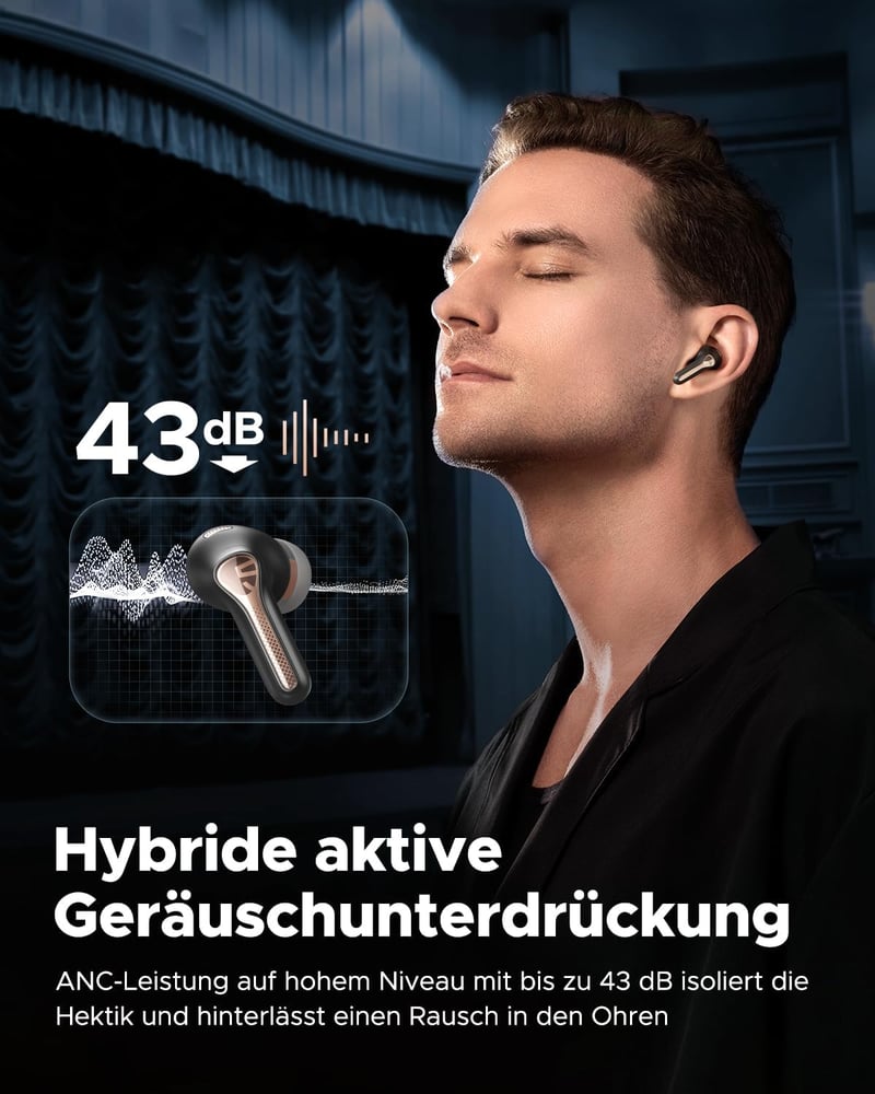 SoundPEATS Capsule3 Pro Bluetooth Fülhallgató - 43dB Hibrid ANC, Hi-Res Hang LDAC-kel, 6 Mikrofon, 52 Órás Üzemidő, Alkalmazásvezérlés, Veze