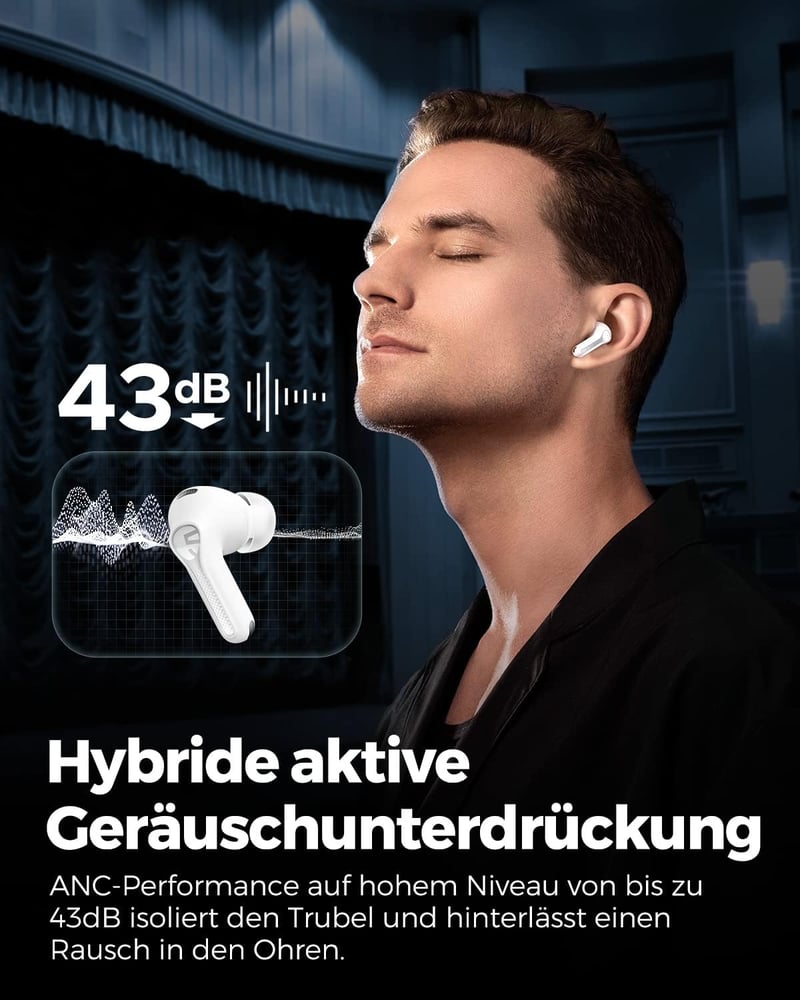 SoundPEATS Capsule3 Pro Hi-Res Bluetooth Fülhallgató - 43dB Hibrid Zajszűrés, 52 Órás Üzemidő, Érintésvezérlés, Vízálló, Sportra