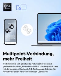 SoundPEATS PearlClip Pro Bluetooth Fülhallgató, Fülre Csíptethető, 5.4 Bluetooth, 3D Hangzás, 24 Órás Üzemidő, Gyorstöltés, IPX5 Vízálló, 12 7