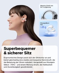 SoundPEATS PearlClip Pro Bluetooth Fülhallgató, Fülre Csíptethető, 5.4 Bluetooth, 3D Hangzás, 24 Órás Üzemidő, Gyorstöltés, IPX5 Vízálló, 12 5