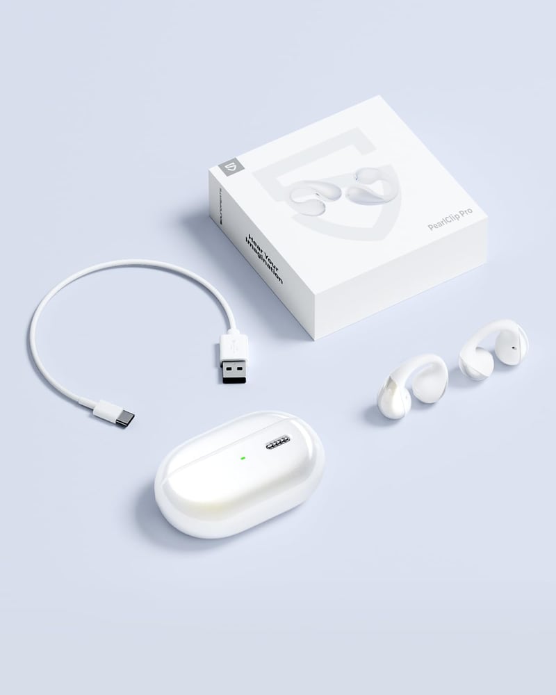 SoundPEATS PearlClip Pro Bluetooth Fülhallgató, Fülre Csíptethető, 5.4 Bluetooth, 3D Hangzás, 24 Órás Üzemidő, Gyorstöltés, IPX5 Vízálló, 12