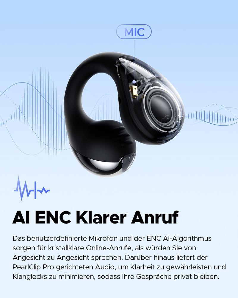 SoundPEATS PearlClip Pro Nyitott Fülhallgató, Bluetooth 5.4 Csiptetős Fülhallgató, Egész Napos Kényelem, 3D Hangzás, Dinamikus EQ, 12mm Hang
