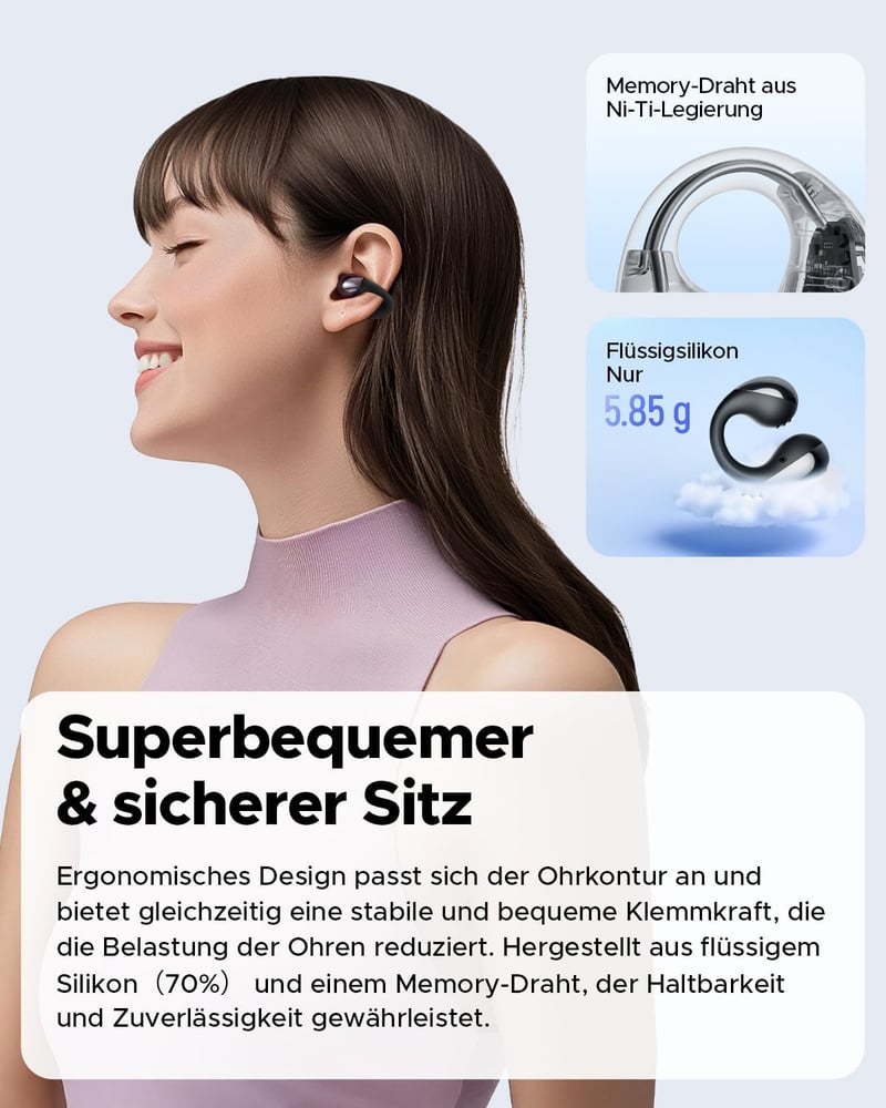 SoundPEATS PearlClip Pro Nyitott Fülhallgató, Bluetooth 5.4 Csiptetős Fülhallgató, Egész Napos Kényelem, 3D Hangzás, Dinamikus EQ, 12mm Hang