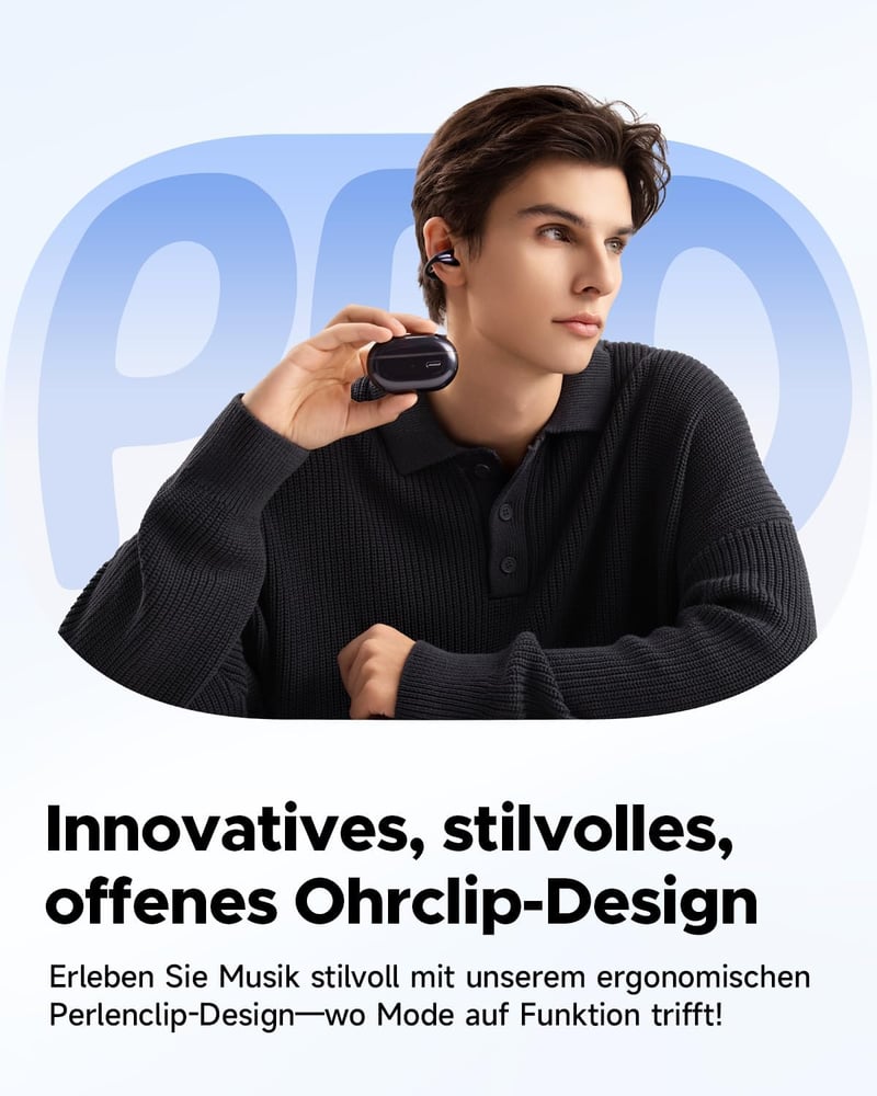 SoundPEATS PearlClip Pro Nyitott Fülhallgató, Bluetooth 5.4 Csiptetős Fülhallgató, Egész Napos Kényelem, 3D Hangzás, Dinamikus EQ, 12mm Hang