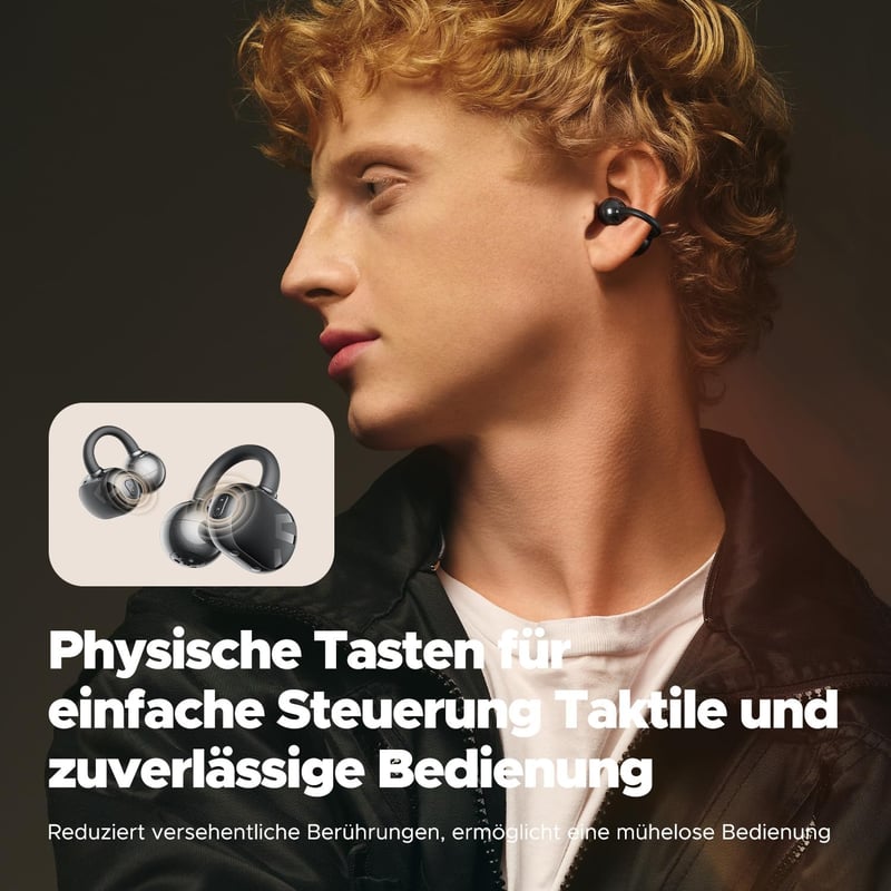 SoundPEATS POP Nyitott Vezeték Nélküli Fülhallgató, Könnyű Bluetooth 5.4, 30 Órás Üzemidő, Csíptethető, IPX5 Vízálló, Sportoláshoz, Futáshoz