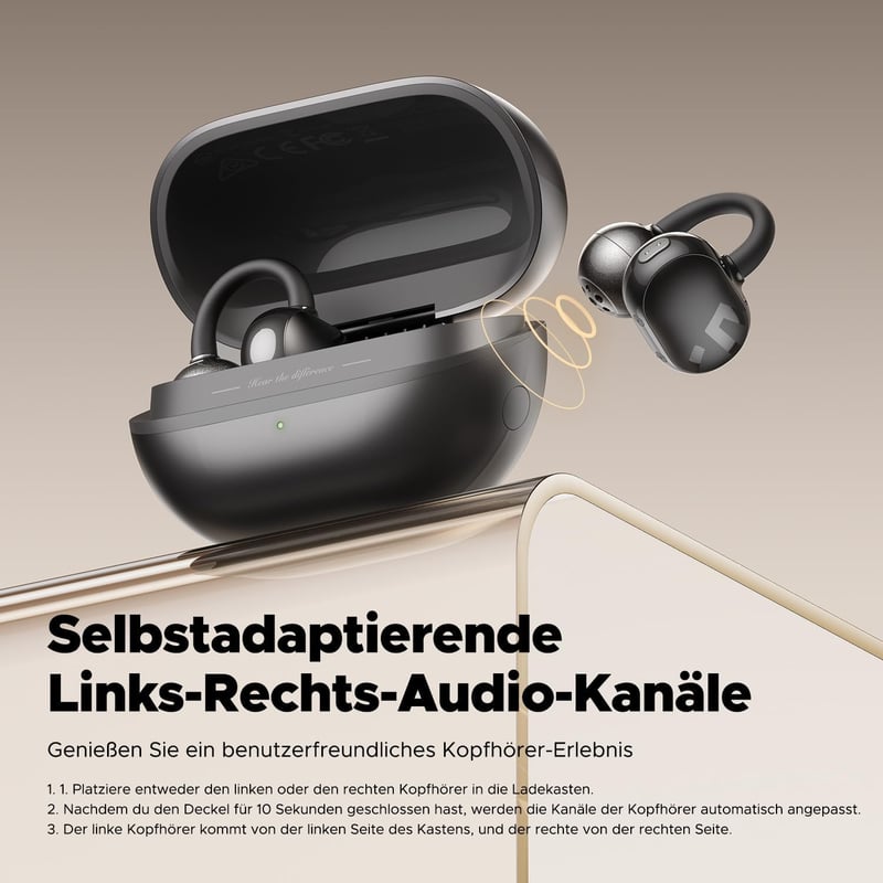 SoundPEATS POP Nyitott Vezeték Nélküli Fülhallgató, Könnyű Bluetooth 5.4, 30 Órás Üzemidő, Csíptethető, IPX5 Vízálló, Sportoláshoz, Futáshoz