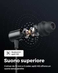 SoundPEATS Q30HD Plus Bluetooth 5.2 sport aptX HD mágneses fülbe helyezhető mikrofonnal USB Type C IPX6 13 órás iOS Android PC 3