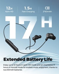 SoundPEATS Q35 HD+ nyakpántos Bluetooth 5.2 sport fülhallgató aptX HD, IPX5, 17 óra 5