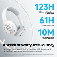 SoundPEATS Space Hybrid aktív zajszűrős fülfedő Bluetooth 5.3 vezeték nélküli fejhallgató kihajtható mikrofon multipoint 123 óra 40 mm 3